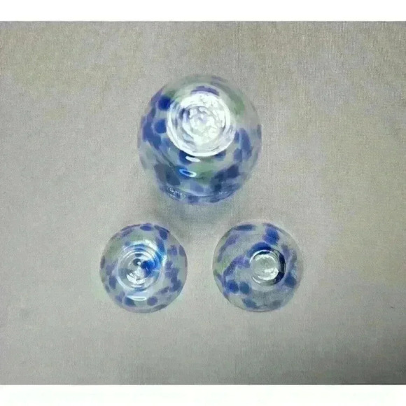 Vintage Tokkuri & Guinomi / Ochoko Sake Cups Murano Style Art Glass Hand Blown - Picture 4 of 5